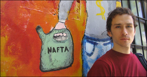Martin in Buenos Aires, in front of one the factories he was helping in January 2006.